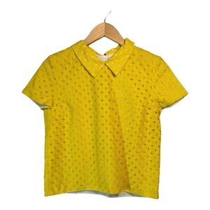 Bonpoint Coquet Cap-Sleeve Cotton Eyelet Blouse NWT